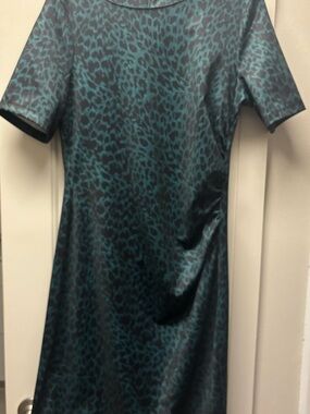 Elie Tahari Emerald and Black Leopard-Print Short Dress
